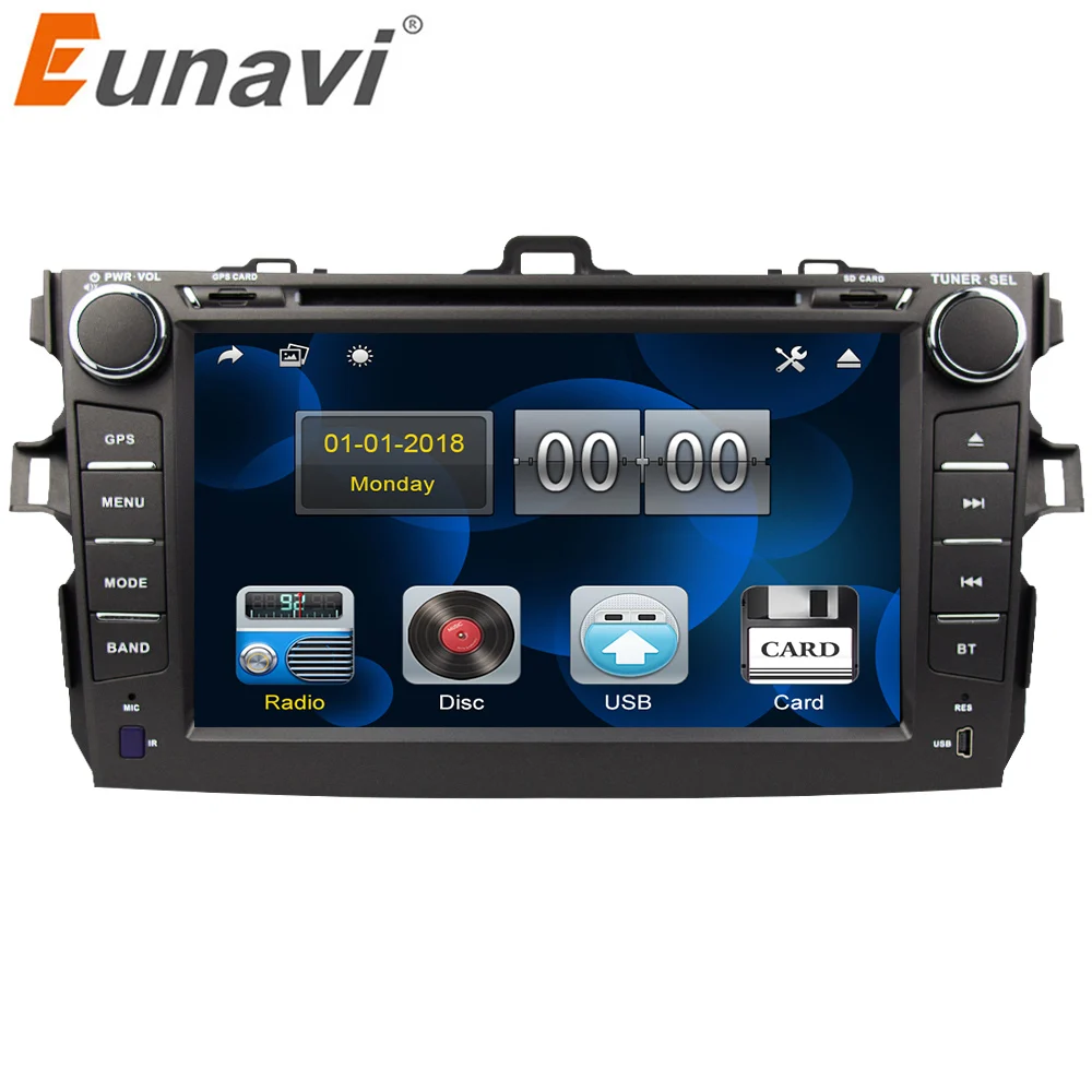 Автомобильный dvd плеер Eunavi 2 din для Toyota Corolla 2007 2008 2009 2010 2011 2din gps навигация 8 дюймов
