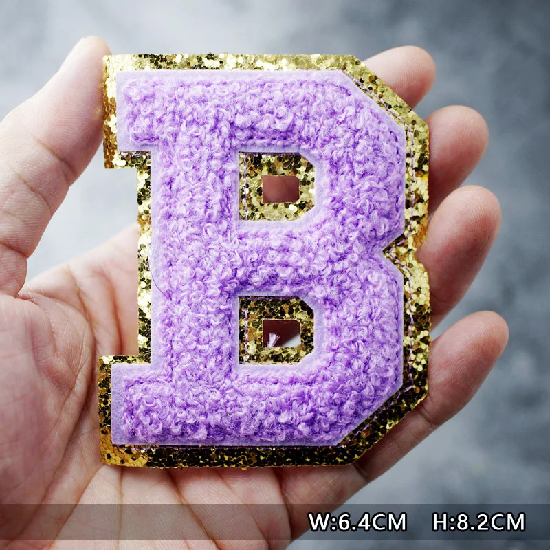 U V W X Y Z Purple English Letters Patches For Clothing Patch Embroidery Clothes Applique 