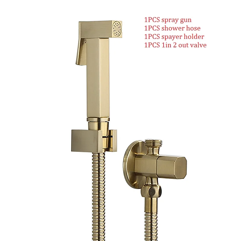bidet set B Матовый mttuzk золотой Латунный смеситель для биде набор квадратный гигиенический душ для унитаза пистолет держатель шланга wc портативное сопло очиститель пистолет - Цвет: bidet set B