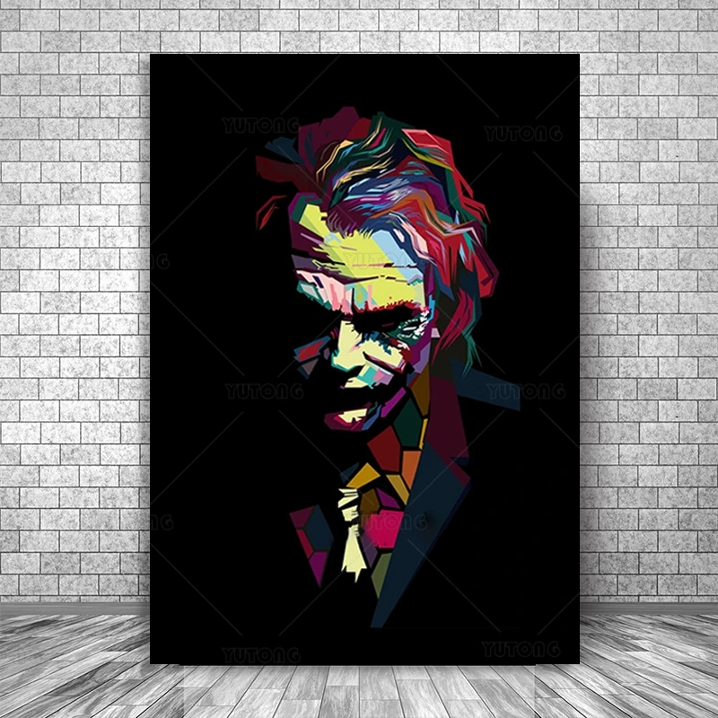 Картина на холсте Heath Ledger портретный плакат And Print фильмы-Комиксы Joker Настенная