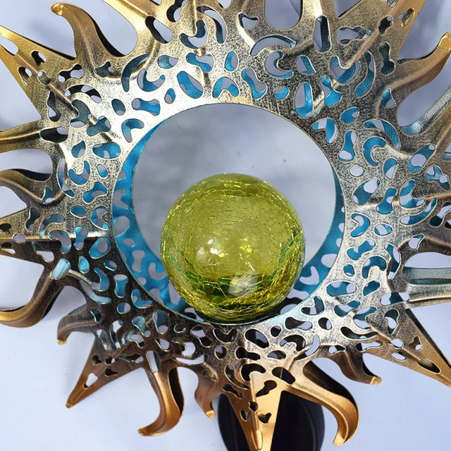 1Db -Os Napelemes Földi Dugó Kültéri Táj Lámpa Kerti Dekoratív Vetítés Vas Művészeti Lámpás Retro Udvar Hold/Napfények - Image 3