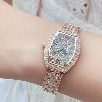 

Nicesnow Full Diamond Steel Band Bracelet Watch Woman Quartz Watch Ladies Dress Watches Brand Rose Gold Clock Waterproof