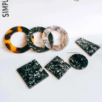 

Round Circle Ring Square Resin Plastic Acetic Acid Eardrop Diy Material Pendant Necklace Earring Charms Jewelry Component 4pcs