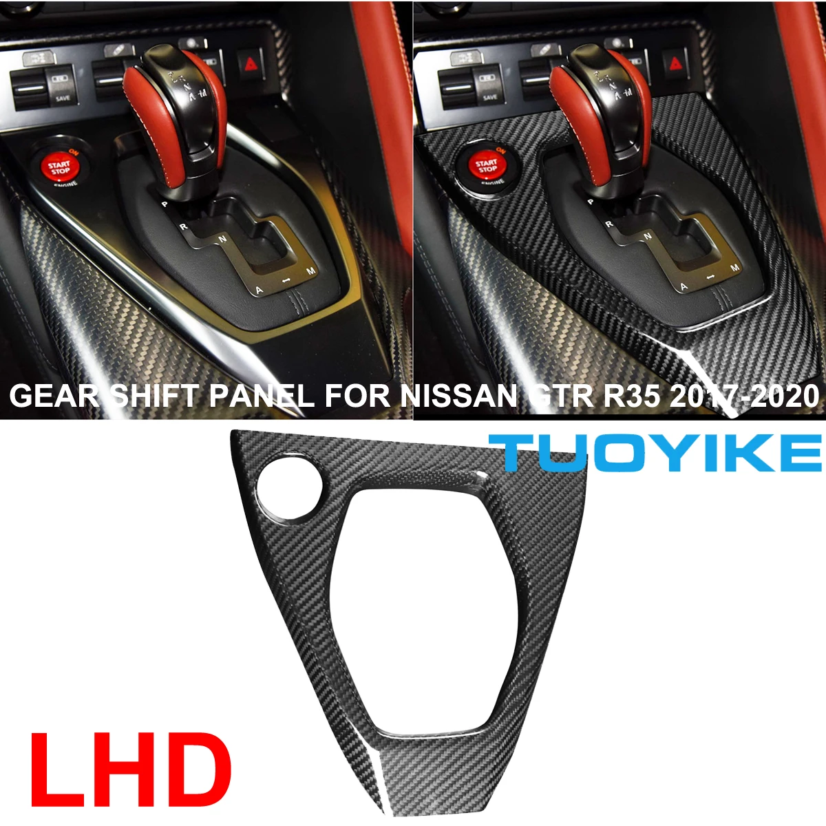 

LHD RHD Car Styling Real Dry Carbon Fiber Central Console Gear Shift Decal Trim Cover Panel Sticker For Nissan GTR R35 2017-2020