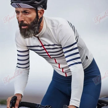 

2020 Spring striped white long sleeve cycling jersey Casual Sport racing shirt aerodynamics MTB ridewear Ropa ciclismo hombre