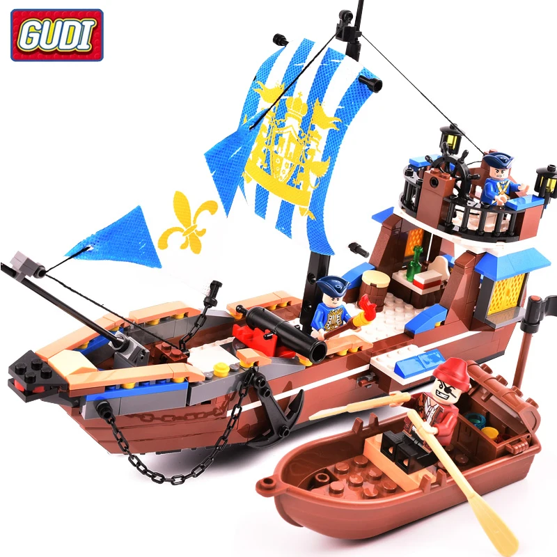 

GUDI Legoingly Ship 312pcs Bricks Building Blocks Sets Legend Of Pirates Christmas Gifts Toys For Children