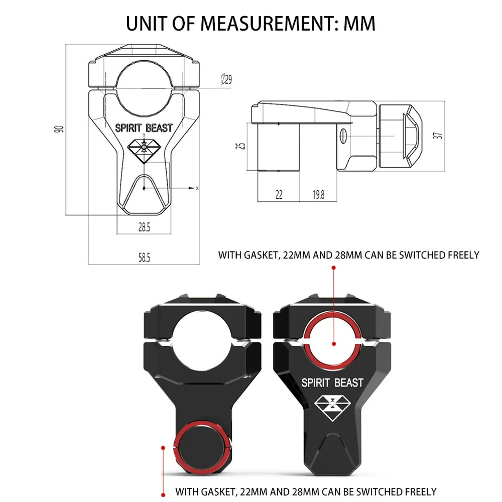Руль мотоцикла Riser 22 мм 28 для Husqvarna Ducati KTM Bmw Honda NC750 CB500X Suzuki Yamaha Kawasaki Versys Triumph Tiger|Руль