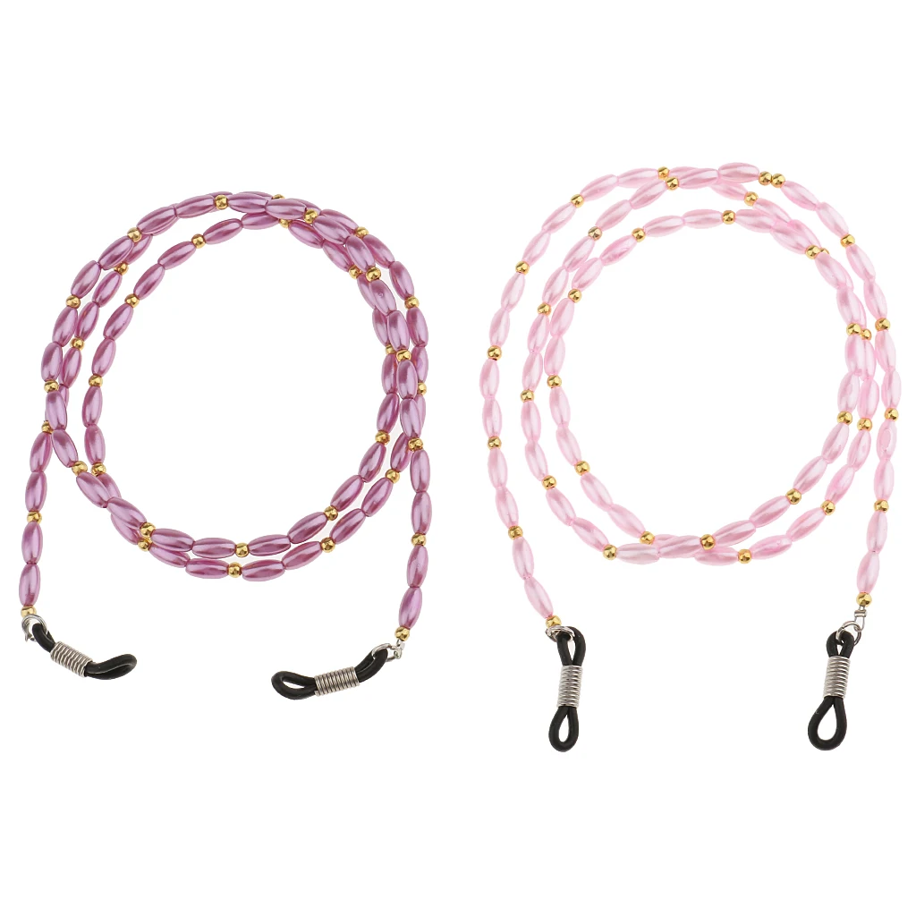 2pcs High Quality Acrylic Beaded Sport Eyeglass Sun Glasses Holder Necklace Sunglass Chain Pink Purple Gold Silver 60cm