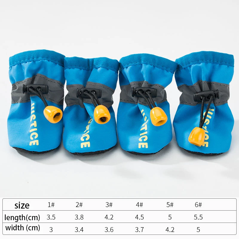 4Pcs/set Pet Dogs Winter Cloth Shoes Rain Snow Waterproof Booties Socks Rubber Anti-slip Shoes For Small Dog Puppies Footwear