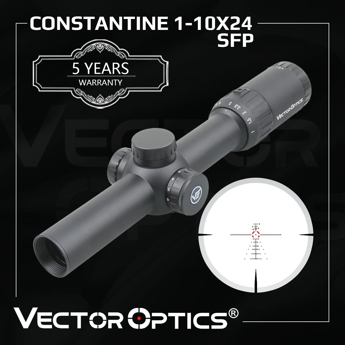 Vector Optics Constantine 1-10x24 SFP Riflescope Extra-Low Dispersion With Wide Field of View IPX6 Water Proof For Hunting .338
