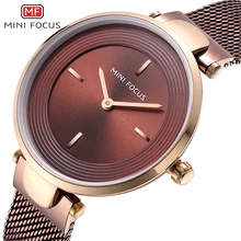 Бренд minifocus 8 мм ультратонкие кварцевые часы женские коричневые из нержавеющей стали миланские сетчатые наручные часы роскошные женские часы