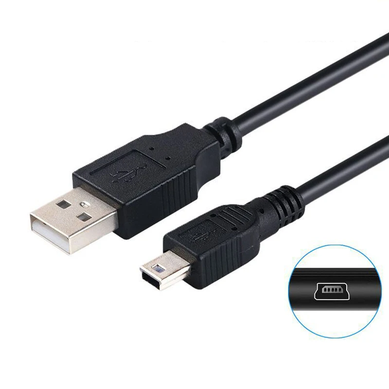 Black Mini USB 5PIN Plug To Type C Data Adapter Cable Data Cord Wire 2 Meters For MP3/MP4 High Quality Material