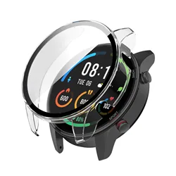 Sleek Hard PC Frame Case with Full Coverage Glass Screen Protector for Xiaomi Smart Mi Watch (E)