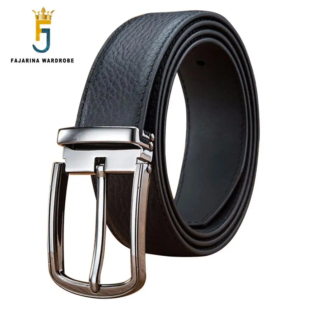 FAJARINA Brand Name Top Quality Real Cow Genuine Leather Belt Straped Pin Buckle Metal Belts for Men Free Shipping N17FJ741