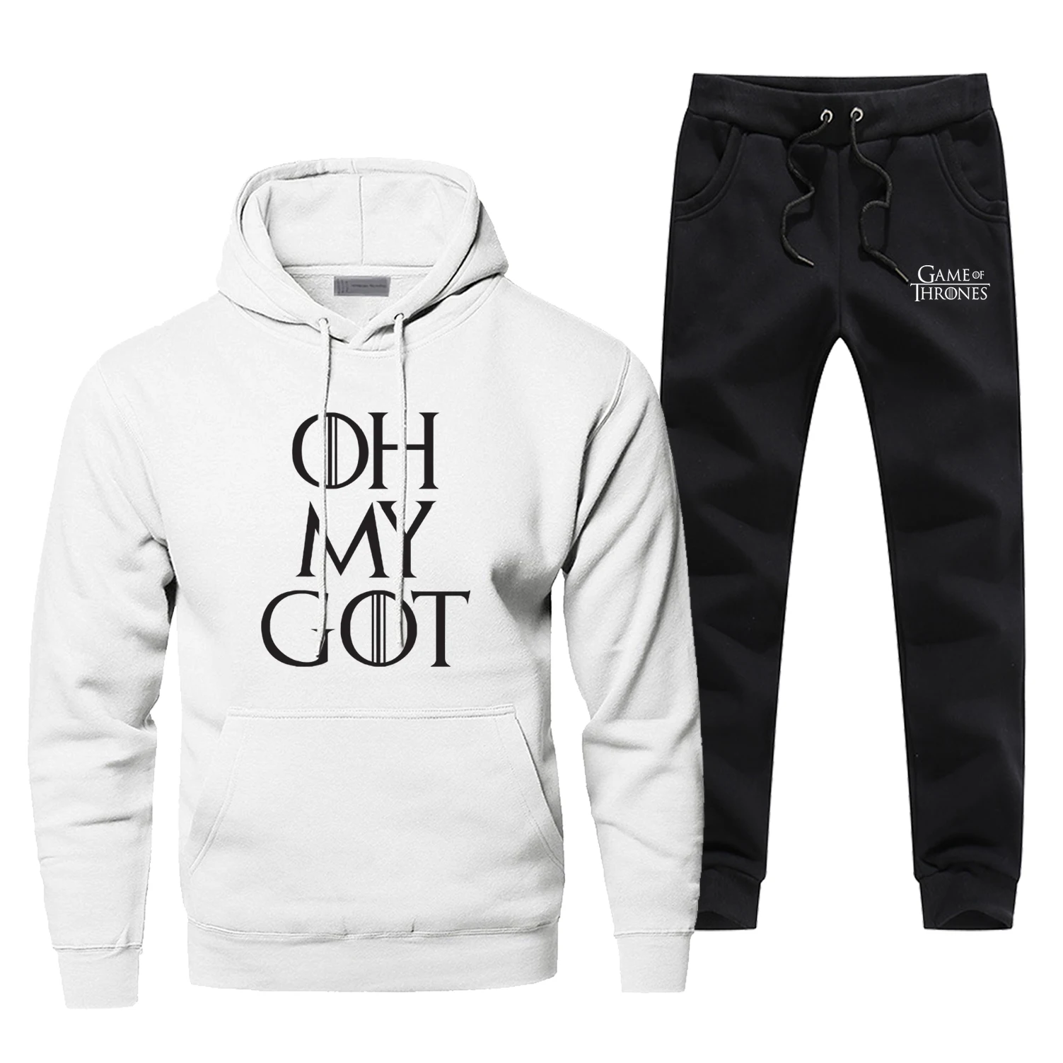 White 1 Игра престолов, мужские толстовки, комплекты из двух предметов, штаны, Oh My Got, толстовка с капюшоном, спортивные штаны, уличная спортивная одежда, мужские толстовки - Цвет: White 1