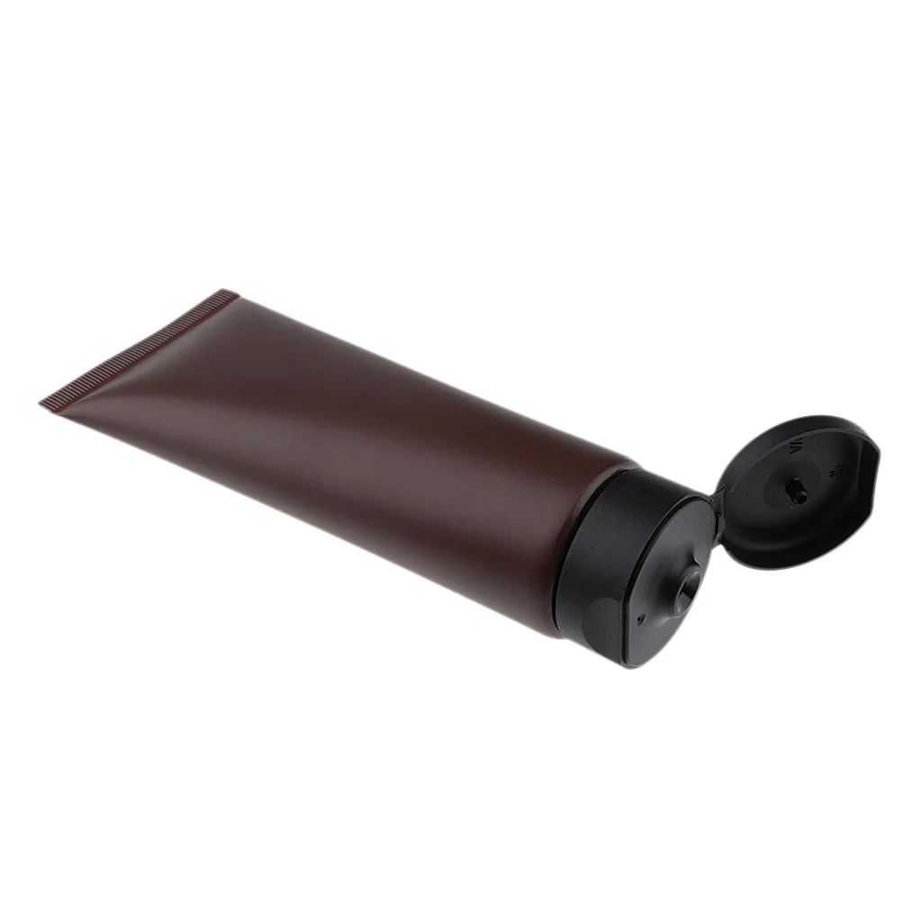 10Pcs 100ml Plastic Empty Refillable Squeeze Tubes Makeup Lotion Container Face Wash Cream Bottles Cream Tube - Dark Brown