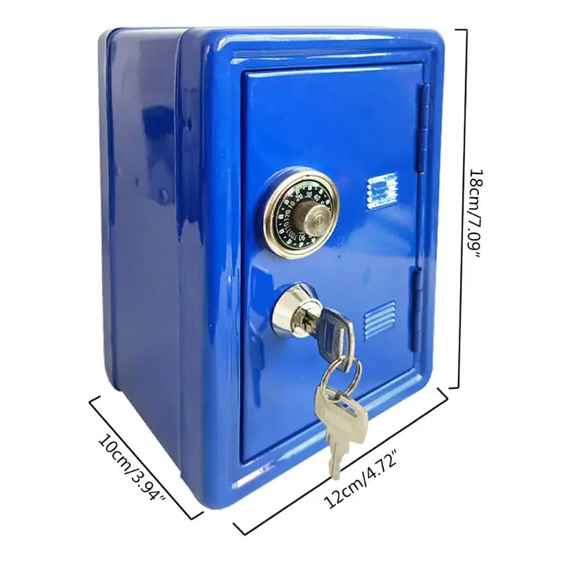New Safe Security Metal Money Bank Deposit Cash Savings Saving Box 2 Keys safe-looking piggy bank decoration