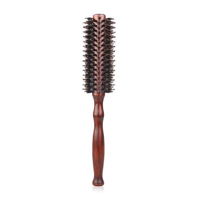 6 Style Natural Boar Bristle Hair Round Brush Wood Handle Round Barrel Hair Comb Hair Roller Brush Hairdressing Styling Tools HLB-ZWMGS-12mm