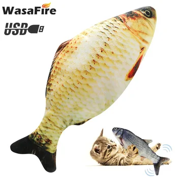 

Pet Soft Plush 3D Fish Shape Cat Toy 30CM USB Charging Fish Catnip Toys Stuffed Pillow Doll Simulation Fish Playing Toy For Pet