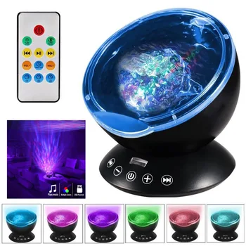 

Indoor Lighting Ocean LED Projector Night Light Remote Control 7 Colors Built-in Natural Hypnotic Music For Kids Bedroom