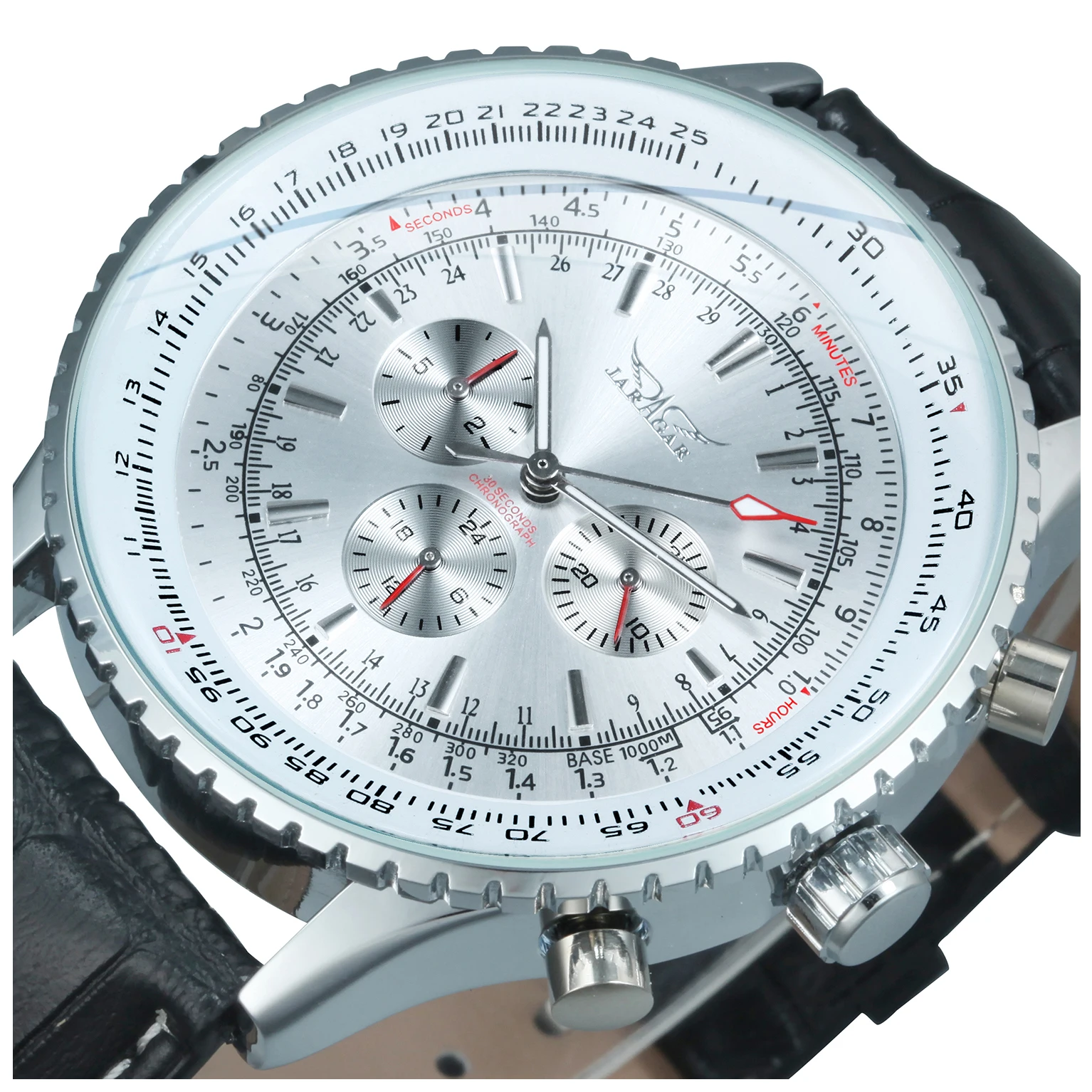 Montre Automatique JARAGAR Homme Multifonctions - Vision Arrière, Tachymètre, 200m étanche