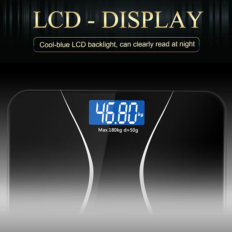 Electronic Glass Body Scale Digital Weight Balance LCD Display Smart Household 180KG/50G L5 | Дом и сад