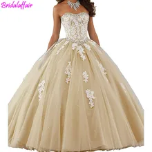 Аппликации пышные платья Роскошные Beadings Кристальный тюль платье 15 лет Дебютант Милая шея Vestidos De 15 Anos