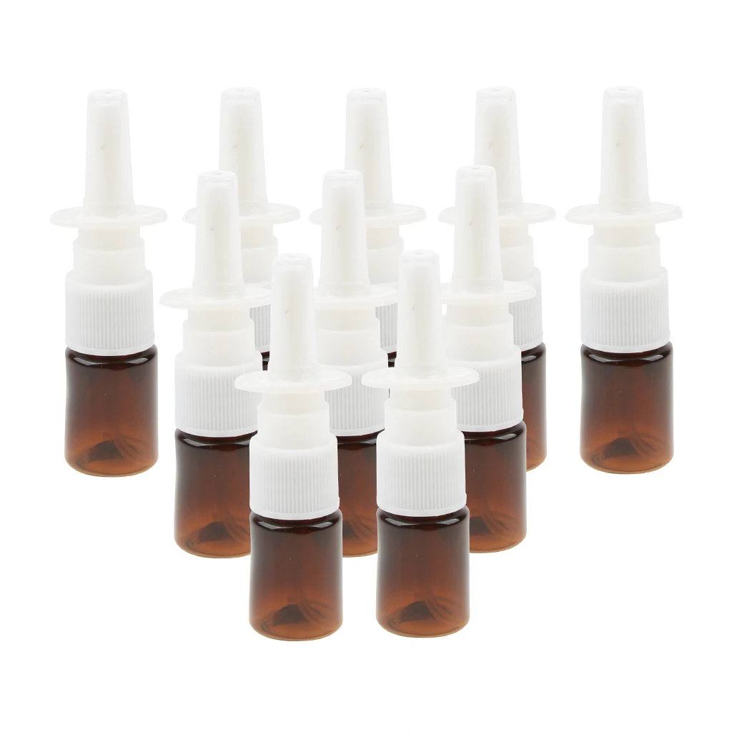 10 Pieces 5ml Mini Throat Nasal Spray Bottles Pumps Food Grade Plastic