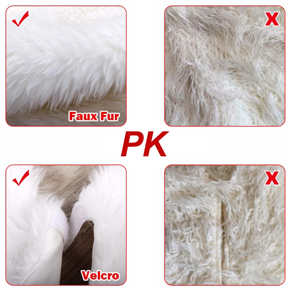 1pc White Christmas Tree Skirt Plush Faux Fur Carpet Xmas Floor Mat Ornaments Merry Christmas New Year Christmas Tree Decoration