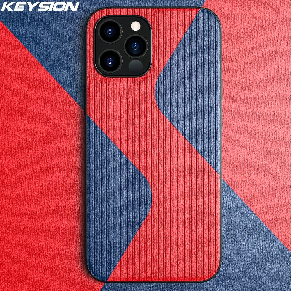 

KEYSION Splicing PU Leather Phone Case for iPhone 12 12 Mini Couple models Back Cover for iPhone 12 12 Pro Max 11 11 Pro Max