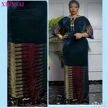

Velvet Lace Fabric Embroidery African Lace Fabric Green Elegant French Nigerian Latest Design Style High Quality With Stone