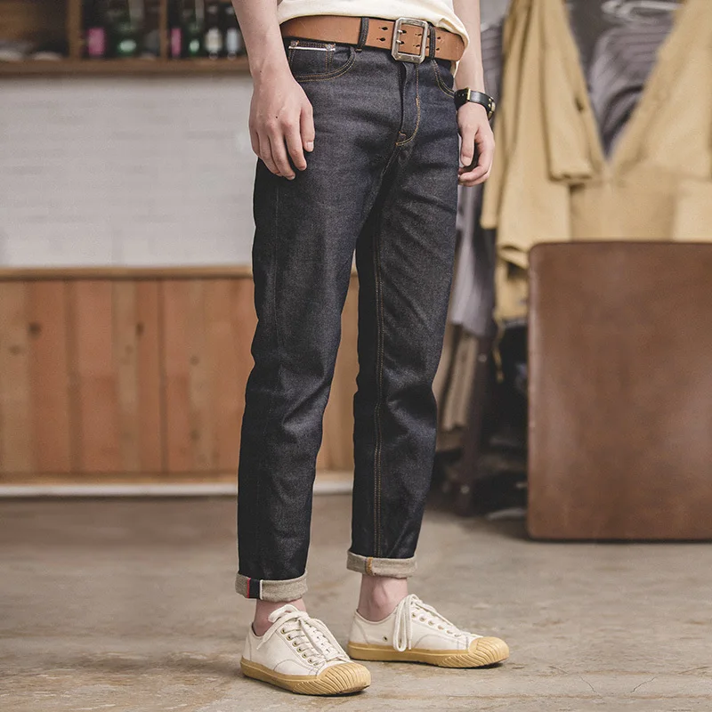 New Vintage Regular Straight Fit Unwashed Raw Denim biker Jeans men|Jeans| AliExpress