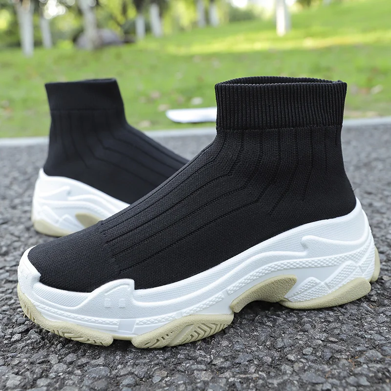 

Women's sports shoes supreme tenis Upper Breathable Sport womens socks shoes 2019 Increased black, white and pink Clearance
