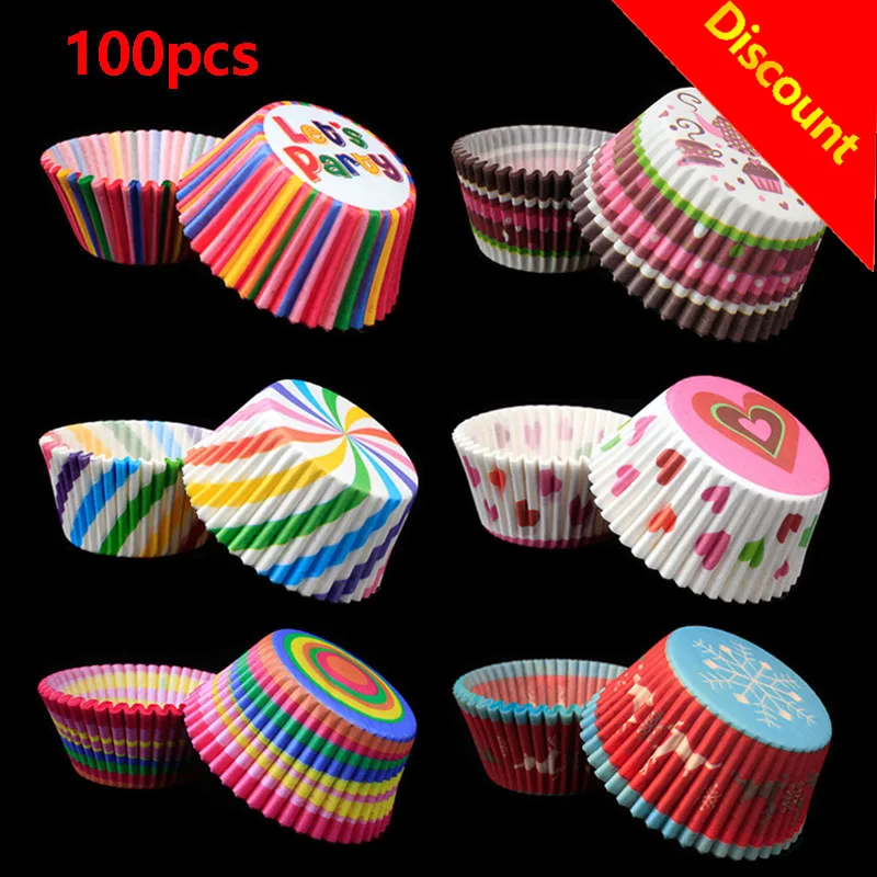 100pcs Cake Muffin Cupcake Paper Cups Cake Box Cupcakes Liner Mold Kitchen Baking Accessories Mold Cooking Tools