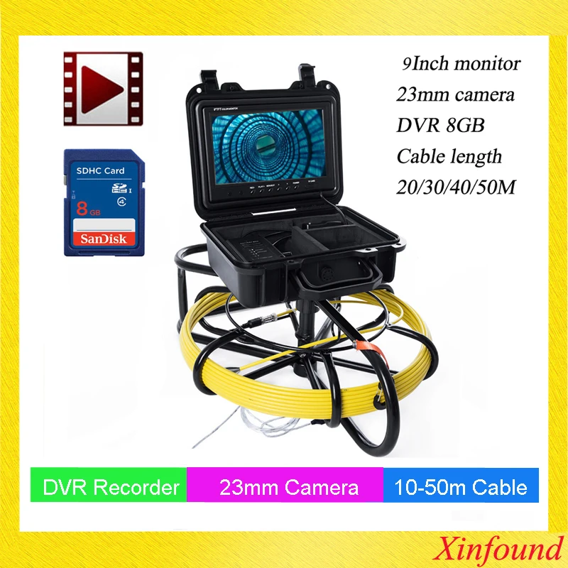 

20/30/50M 23mm New Pipe Inspection Video Camera,Drain Sewer Pipeline Industrial Endoscope with Meter Counter DVR Record