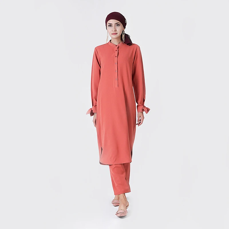 2 двухсекционный комплект мусульманская абайя для женщин хиджаб/кафтан платье ислам халат Musulmane Longue блузка рубашка кафтан размера плюс арабская Турция