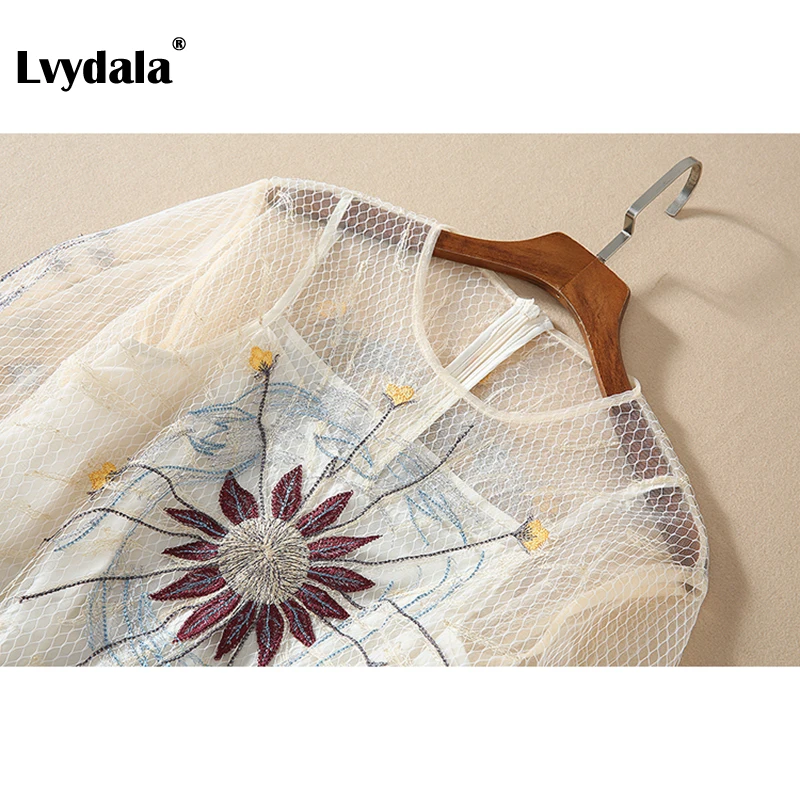 Lvydala Весна для отдыха и вечеринок Vestidos Новая мода Дизайнер взлетно-посадочной полосы платье Для женщин с длинным рукавом и вышивкой свободного покроя, длинные платья