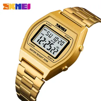 

SKMEI Men Fashion Digital Watch Luxury Alloy Strap Business wristwatch Waterproof LED display 12/24 hours Relogio Masculino 1328