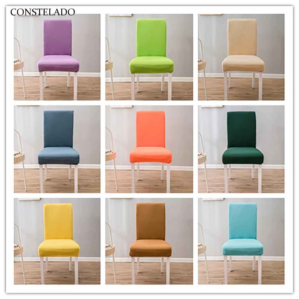 Solid Color Chair Cover For Home Decoration Kitchen Restaurant Wedding Hotel Banquet Elastic Spandex Protective Case | Дом и сад