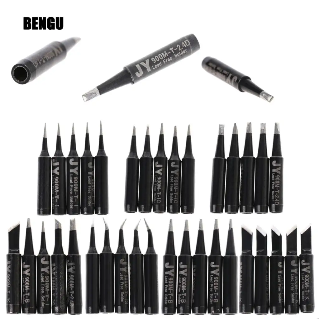 

6 Pattern 5 Pcs 900M-T Copper Replacement Bevel Style Soldering Iron Solder Tip Lead-free For Hakko 936/Saike 936 852d+ 909D