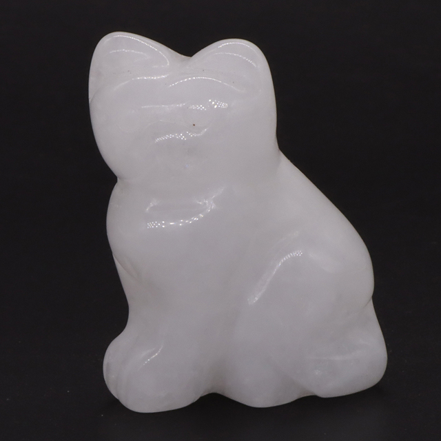 Stone Carving Cat Figurine Natural Gemstone Quartz Agate Jade Crystal Healing Animals Statue Home Decoration