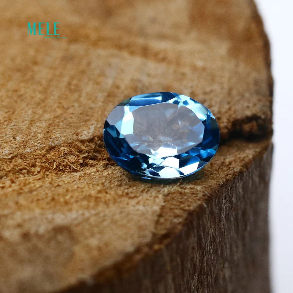 Gemstone Natural Blue Topaz 7*9mm OV 2.2ct Swiss Blue Crystal Elliptical Bare Stone Face Ring Earrings Matching