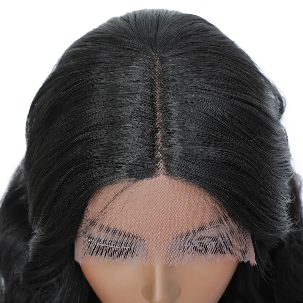 onda do corpo bob peruca dianteira do laço sintético perucas para preto feminino polegada de comprimento médio cor natural parte do meio peruca cabelo do laço