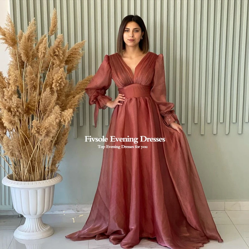 Fivsole 2022 Cap Sleeves Long Evening Dresses A Line Organza Formal Party Prom Gowns Dress Event Vestidos Robes De Soirée