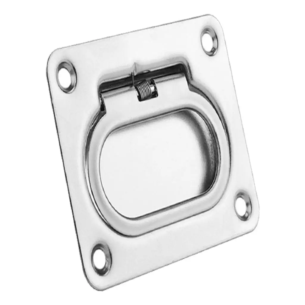 Rectangular Flush Spring Pull Lift Handle Marine Hatch Latch Accessories - Stainless Steel - 76 x 56 mm / 3 x 2.2 inches