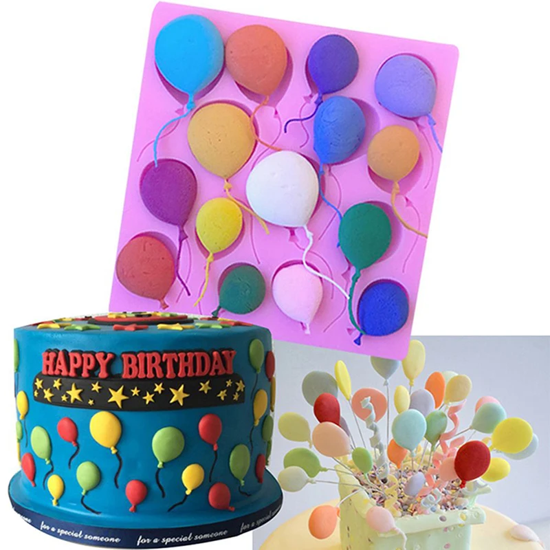 Colorful Balloons Cake Silicone Molds Birthday Fondant Cake Border Decorating Tools Chocolate Cupcake Candy Baking Mould Tools1