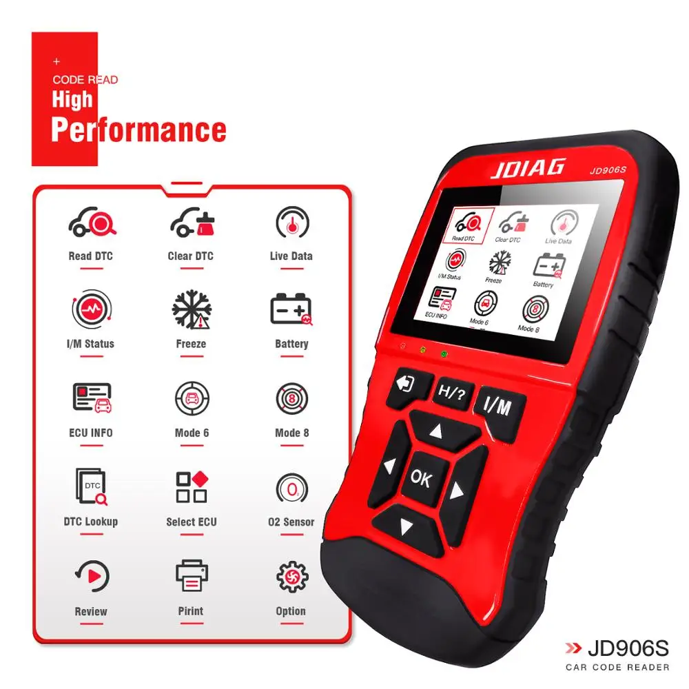 Goede JDiag JD906S Super NIEUWE Scan Tool OBD2 Scanner volledige motor modus diagnostic tool O2 sensor mode6 mode8 code reader