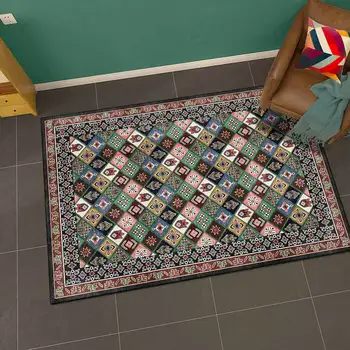 

Mediterranean Style Carpet and Rug Ethnic Geometric Floral Patchwork Living Room Sofa Tapete Bedroom Bedside Anti-Slip Floor Mat