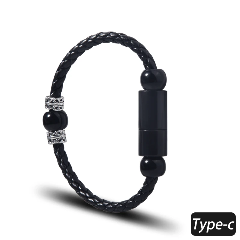 For Type-C Смарт ювелирные изделия из бисера браслет с USB зарядки Зарядное устройство кабель для передачи данных для iPhone для huawei Тип-C/Micro USB ручной вязки браслет - Цвет: For Type-C