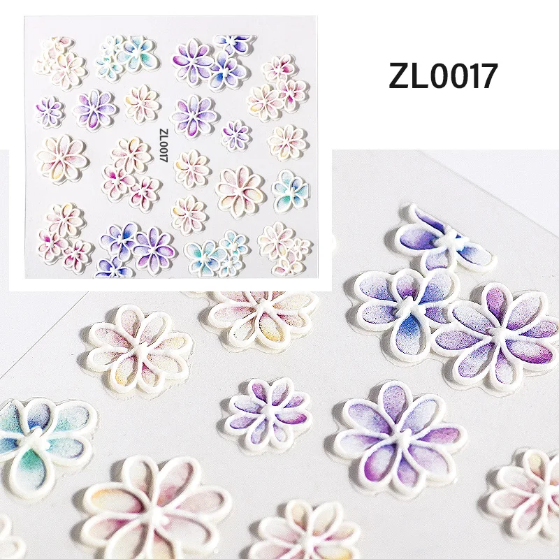 17 5D Sticker 1 лист 5D рельефная наклейка для ногтей цветы Лист наклейки для ногтей s самоклеющиеся DIY маникюр слайдер наклейка ломтик Дизайн ногтей украшения - Цвет: 17 5D Sticker